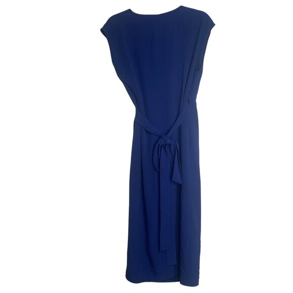 Everlane Wrap Dress Womens Size 2 Royal Blue Sleeveless Midi Casual - Picture 3 of 9